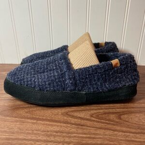 Acorn Kids Hard Sole Slippers Heathered Blue Slip On Size 5-6